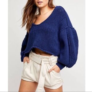 NWT Free People Sea Bright Pullover / Blue